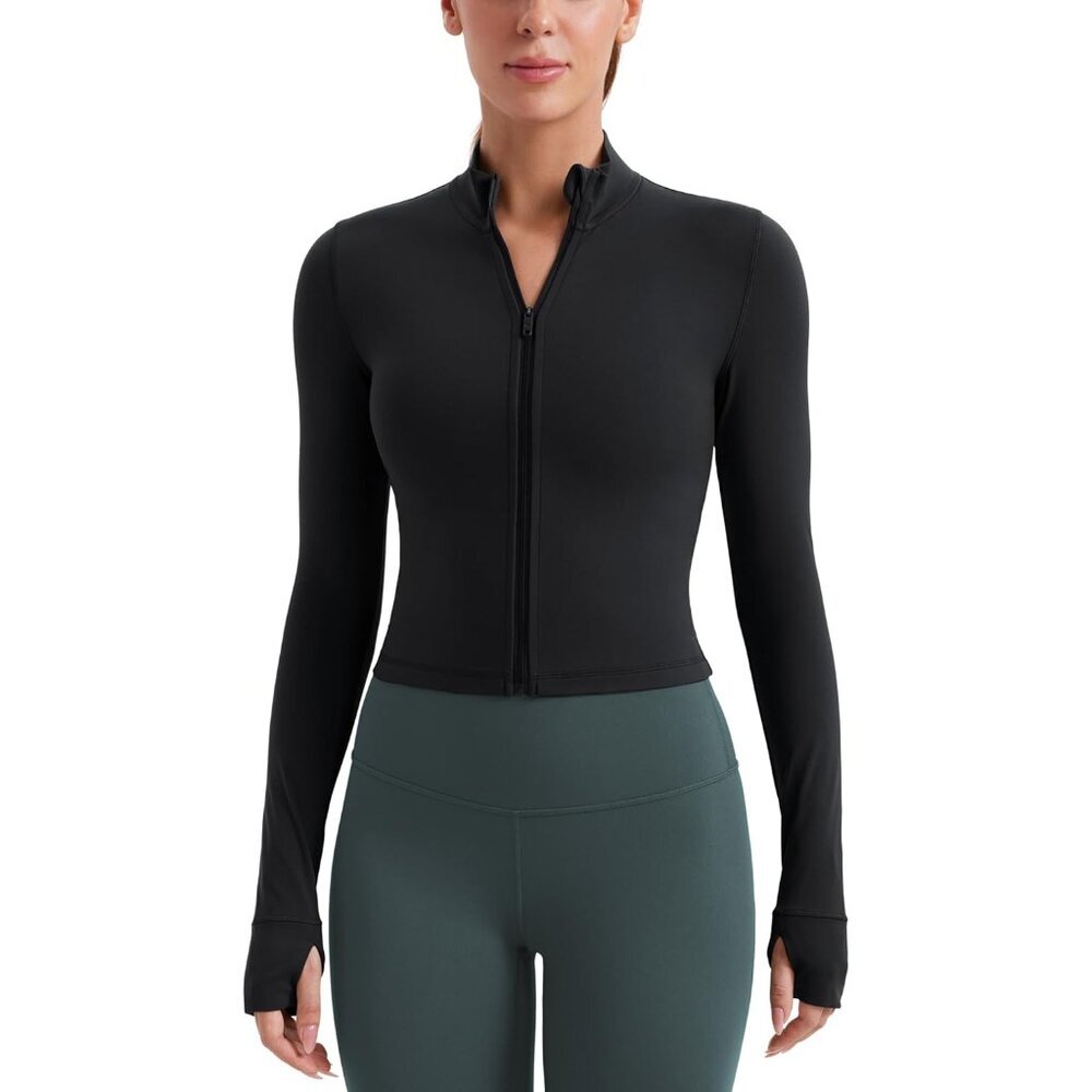 Croppped Athletic Jacket Women Butterflyx Luxe Stretch Full Zip Thru